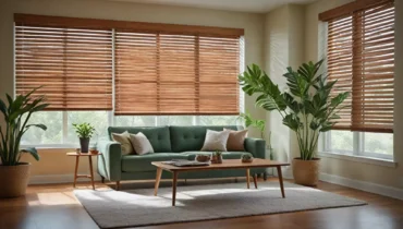 Żaluzje drewniane do salonu — inspiracje aranżacyjne